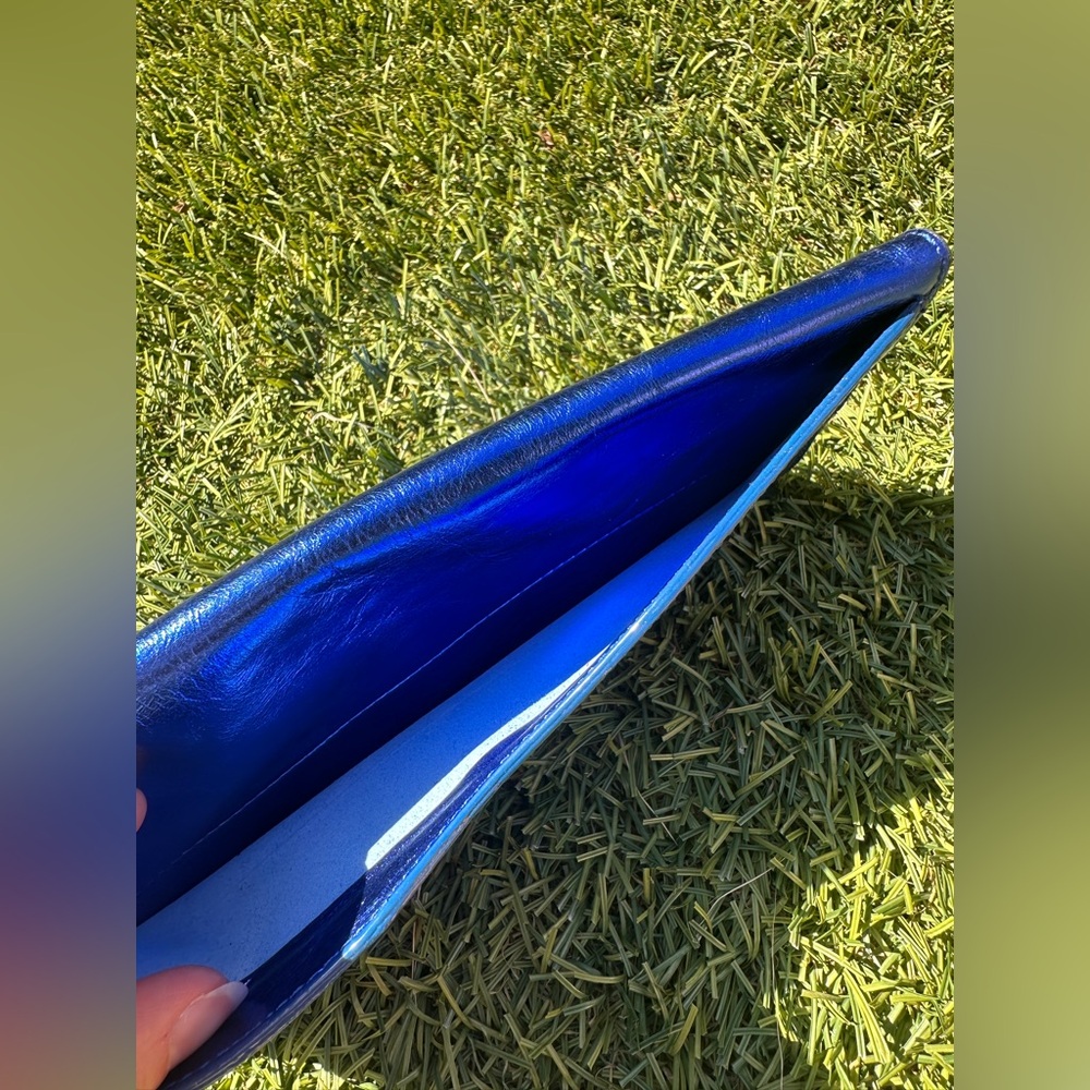 Sobella Metallic Blue Leather Wallet Clutch - Picture 8 of 15